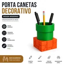 Porta Caneta Cano Super Mario Presente Gamer Mesa Escritorio