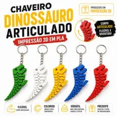 Chaveiro Esqueleto Dinossauro Rex Articulado - Impressão 3D - Diversas cores