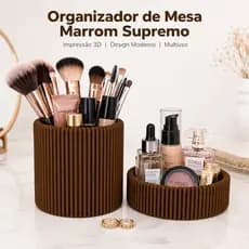 Porta Pincel de Maquiagem Canetas Lápis Organizador de mesa escritório Marrom Supremo