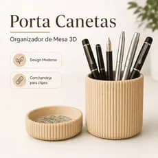 Porta Canetas Lápis Organizador de mesa escritório Bege Supremo