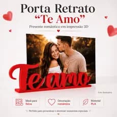 Porta Retrato “Te Amo” 3D | Presente Romântico Criativo | Decoração Personalizada para Casal
