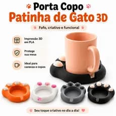 Porta Copo Patinha De Gato 3d | Descanso Para Caneca