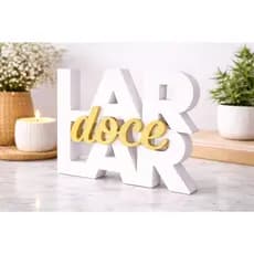 Placa Decorativa LAR DOCE LAR 3D | Decoração Moderna para Sala | Presente Criativo em PLA
