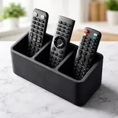 Organizador de Controle Remoto 3 Divisórias | Suporte Moderno em PLA | Porta Controles Sala TV