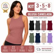 kit  Blusa regata feminina canelada  premium cores variadas