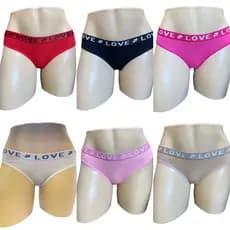 Kit 6 calcinhas tanga adulto em algodão cotton com cós em elástico largo