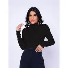 Blusa Feminina Segunda Pele Gola Alta Cacharrel Manga Longa