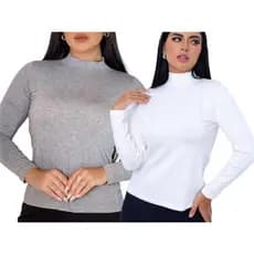 Kit com 2 Blusas Feminina Cacharrel Segunda Pele Gola Alta