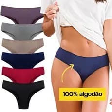 Kit com 12 Calcinhas Tanga Conforto Lisa em Algodão Cotton