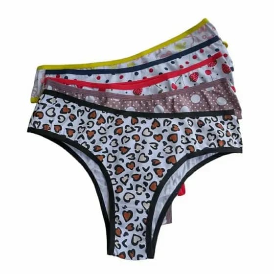 Kit com 5 Calcinhas Adulto em Microfibra Estampada Cores Sortidas
