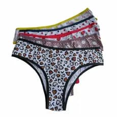 Kit com 5 Calcinhas Adulto em Microfibra Estampada Cores Sortidas