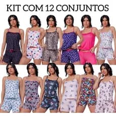 Kit com 12 Baby Dolls Adulto Feminino em poliéster