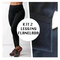 Kit 2 Calca Leg Flanelada Peluciada Termica Feminina  Inverno Academia