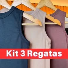 Kit 3 Blusinha Regata Camiseta Basica Ribana Premium Sem Manga Moda blogueira Tendencia