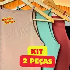 KIT 2 Regata Blusinha Feminina Alcinha Fina Suplex Duplo Blogueira Tendencia