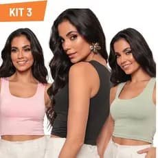 Kit 3 Top Cropped Regatinha Verão Suplex duplo Forro Moda Blogueira