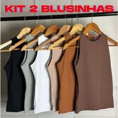KIT 2 Regata Blusinha Feminina Suplex Duplo B谩sica Elegante Moda Blogueira Tendencia