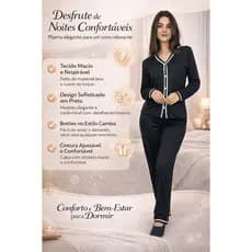 Pijama Feminino Inverno Americano Manga Longa Blogueirinha de Botão Maternidade Cirúrgico