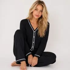 Pijama Inverno Feminino Americano Manga Longa / Pijama Blogueirinha / Pijama de Botão PROMOÇÃO