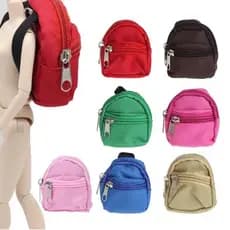 Acessórios de brinquedo de boneca de 30cm, mini mochila de lona, zíper de camada dupla, bolsa de lona de moedas 8x7cm