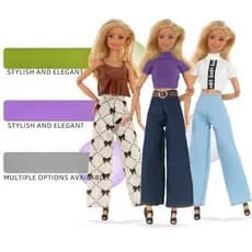 Conjunto de Roupas para Bonecas de 30cm, Conjunto de 6 Peças, Jeans para Bonecas/Brinquedo de Menina com Manga Curta