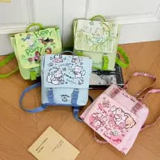 Mochila Feminina de Nylon com Estampa de Desenho Animado, Mochilas de Viagem para Meninas, Mochilas Femininas Impermeáve