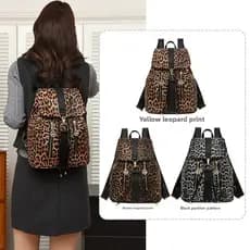 Mochila Feminina com Estampa de Leopardo, Design Moderno, Mochilas de Viagem para Meninas, Mochilas Femininas para Lazer