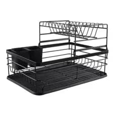 Escorredor Organizador de Louças Rack 2 Andares Preto
