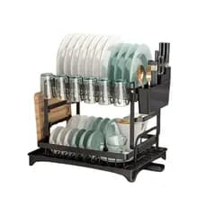 Escorredor de Louça Rack Preto 2 Andares