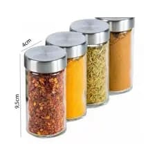 KIT POTES PARA TEMPEROS – VIDRO COM TAMPA INOX
