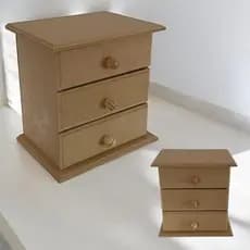 Gaveteiro Organizador em Mdf Cru Comoda 3 Gavetas Porta Joias Maquiagem