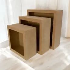 Trio de Nichos Quadrados em MDF Organização e Charme para Quarto Banheiro Salão