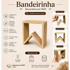 Kit 4 Bandeira Decoração Festa Junina P Bandeirinha Bandeja pra Doces Arraiá São João MDF cru