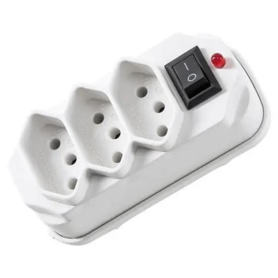 Adaptador tomada benjamin 3 saídas com interruptor