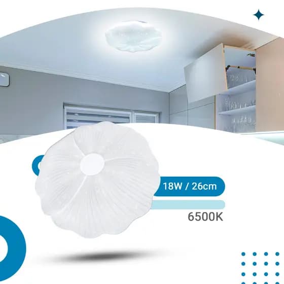 Luminaria Flor Plafon Led 26cm Sobrepor Ceu Estrelado