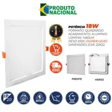 Painel Plafon Quadrado 18w 22X22 Cm Embutir Luminaria De Teto Palide