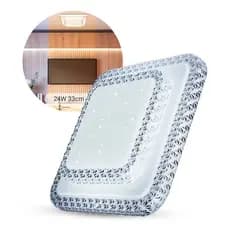Plafon Luminaria Cristal Led 24w Quadrado Sobrepor Multicor