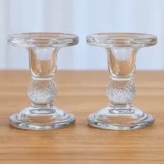 Castiçal Porta Vela De Vidro Para Mesa Suporte