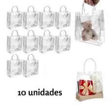 Kit Bolsa Sacola Transparente Plástico Lembrancinha Festa 25cm