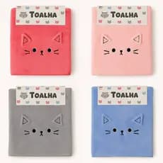 Toalha Baby Gatinho De Rosto Mão Boca Infantil Escolar Aveludada