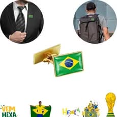 Broche Pin Boton Bandeira Do Brasil País Copa Do Mundo