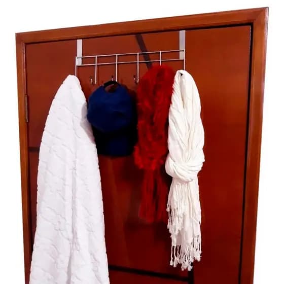 Cabide De Roupas Com 6 Ganchos de Porta Quarto Banheiro Pendurar Roupas Prático