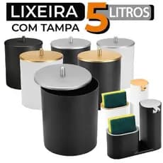 Lixeira Com Tampa 5 Litros Banheiro Cozinha Lavabo Escritório Lavanderia Arthi