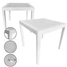 Mesa de Plástico 80x80 Quadrada 4 Lugares Estilo Rattan – Leve Resistente Fácil de Montar Armazenar