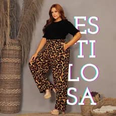 Calça Pantalona Feminina Plus Size Duna Cintura Alta Elástico Confortável Tendência Casual Envio Full Lia Rosa.