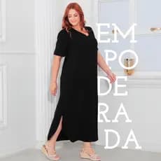 Vestido Longo Feminino Manga Curta Plus Size Fit Perfeito Soltinho Não Marca o Corpo Decote V Casual Lia Rosa
