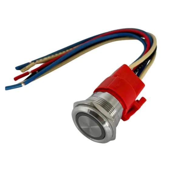 Interruptor Momentâneo (On)-Off 12V 18A  Led Vermelho - Inox