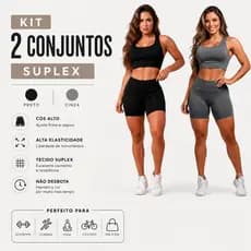 Kit 2 Conjunto Short E Top Roupas  Femininas Para Academia Suplex Yoga A11