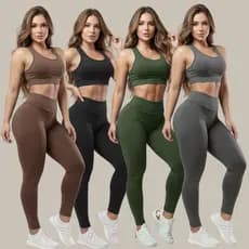 Kit 4 Conjunto Fitness Feminino Top + Calça Legging Academia Treino Zero Transparência A01