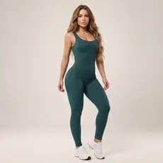 Macacão Fitness feminino poliamida canelado zero transparência com Bojo YOGA B17
